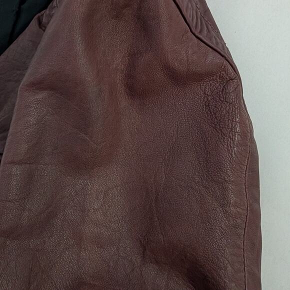 Madewell Washed Leather Motorcycle Jacket Size XS Cabernet Wine Preowned - Picture 10 of 14